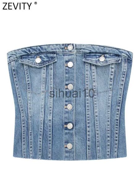 women's blouses shirts zevity women strapless corset style denim short smock blouse female back elastic slim shirt chic blusas crop ls, White
women's blouses shirts zevity women strapless corset style denim short smock blouse female back elastic slim shirt chic blusas crop ls, White