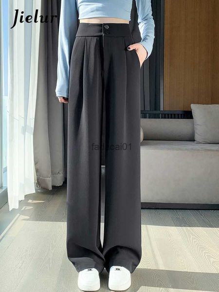 jielur summer loose suit pants high waist slim straight womens wide leg pants solid color double buttons simple female trousers l230621, Black;white
jielur summer loose suit pants high waist slim straight womens wide leg pants solid color double buttons simple female trousers l230621, Black;white