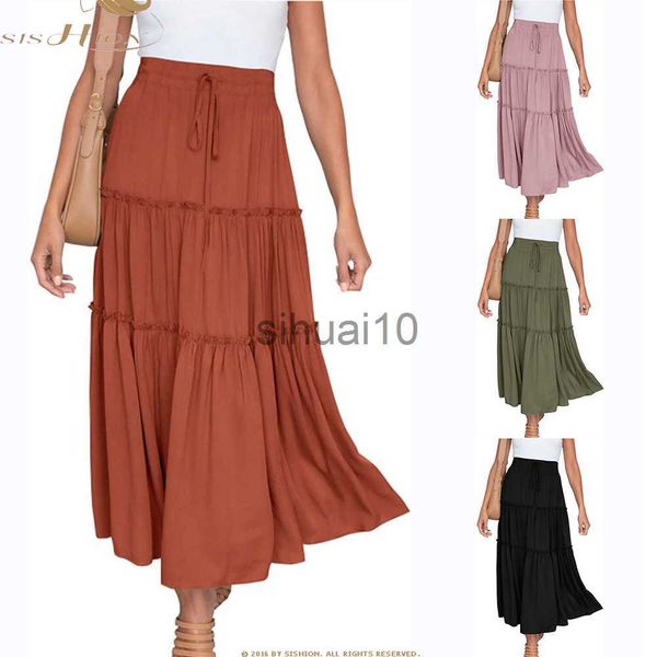 skirts 2023 orange green solid fashion bohemian long skirt women's elegant holiday summer casual high elastic waist retro skirt sr0148, Black
skirts 2023 orange green solid fashion bohemian long skirt women's elegant holiday summer casual high elastic waist retro skirt sr0148, Black