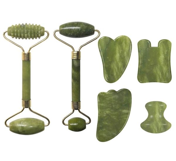 natural jade roller face massager real stone gouache scraper facial massager jade roller guasha massage board drop 8965496