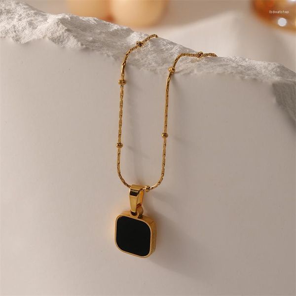 necklaces black pendant square link chain stainless steel for women men gold color clavicle chains party jewelry, Silver
necklaces black pendant square link chain stainless steel for women men gold color clavicle chains party jewelry, Silver