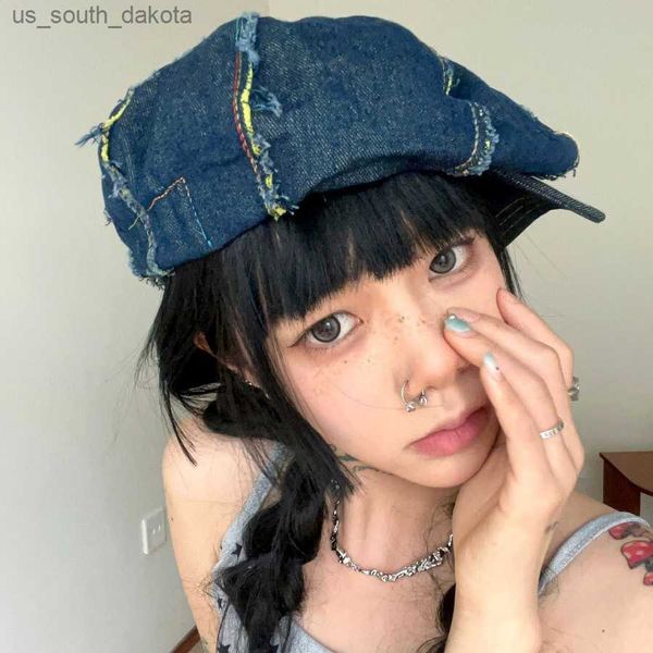 korean version of fashion do old denim rough octagonal hat large version niche literary cloud hat trend versatile beret women l230523, Blue;gray
korean version of fashion do old denim rough octagonal hat large version niche literary cloud hat trend versatile beret women l230523, Blue;gray