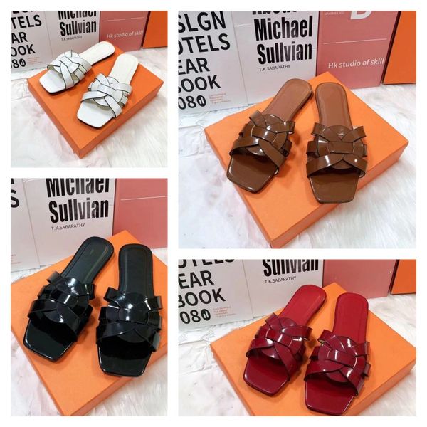 tribute woven cross sandals slippers slides heeled flat heels square open-toe shoes women's luxury designers patent leather outsole cas, Black
tribute woven cross sandals slippers slides heeled flat heels square open-toe shoes women's luxury designers patent leather outsole cas, Black