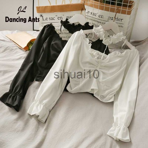 women's blouses shirts women solid halter short shirts long flare sleeve blouses korean hollow out autumn french fashion clothing slim, White
women's blouses shirts women solid halter short shirts long flare sleeve blouses korean hollow out autumn french fashion clothing slim, White