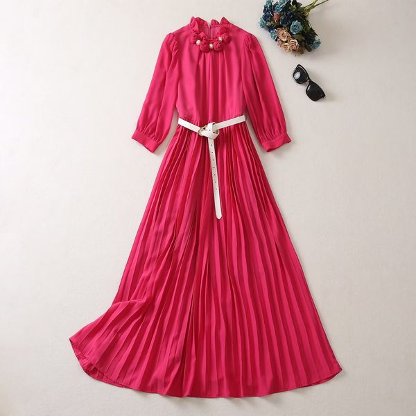 european and american women's dress 2023 summer new style floral stand collar seven-point sleeves fashion belt pleated dress xxl, Black;gray
european and american women's dress 2023 summer new style floral stand collar seven-point sleeves fashion belt pleated dress xxl, Black;gray
