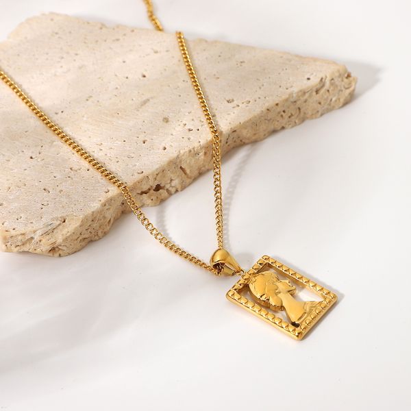 european and american ins network red 18k gold stainless steel square hollow solid queen elizabeth pendant necklace ornament female, Silver
european and american ins network red 18k gold stainless steel square hollow solid queen elizabeth pendant necklace ornament female, Silver