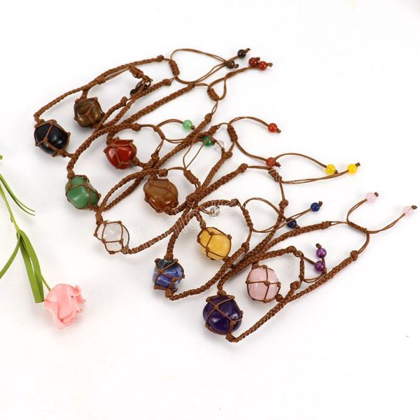 natural crystal stone handmade woven brown rope net bag bracelet for women men healing crystal charm bracelet reiki jewelry, Golden;silver
natural crystal stone handmade woven brown rope net bag bracelet for women men healing crystal charm bracelet reiki jewelry, Golden;silver