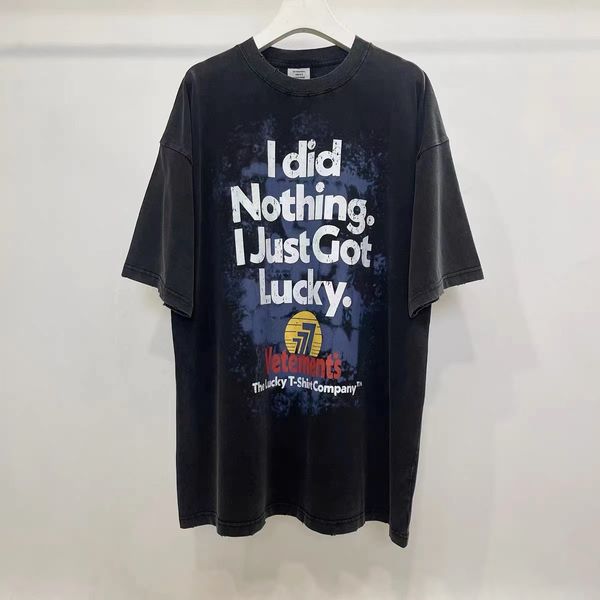 vtm designer washable old printed t shirt loose lucky slogan short sleeve, White;black
vtm designer washable old printed t shirt loose lucky slogan short sleeve, White;black