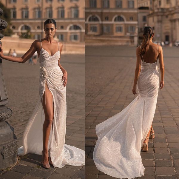simple spaghetti lace mermaid wedding dress side split sequined arabic trumpet bridal gowns robe de soiree, White
simple spaghetti lace mermaid wedding dress side split sequined arabic trumpet bridal gowns robe de soiree, White