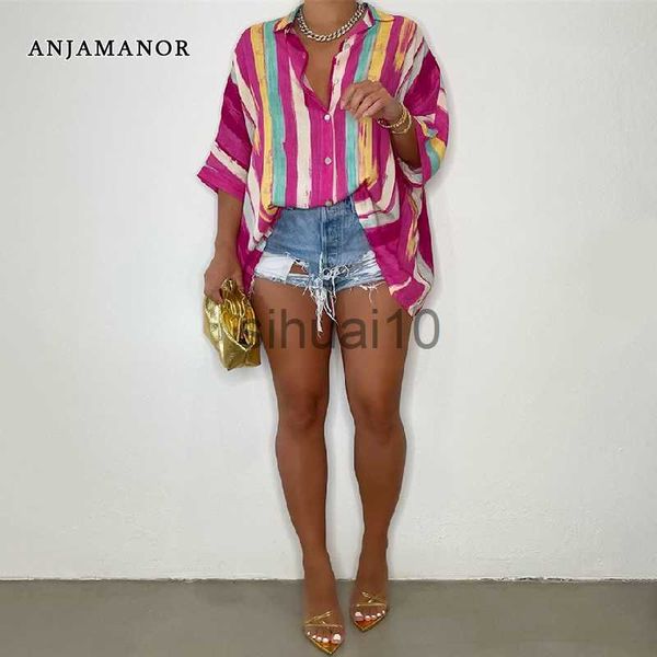 women's blouses shirts anjamanor striped printed button up shirt casual loose half sleeve high low blouses for women fashion 2023 fall, White
women's blouses shirts anjamanor striped printed button up shirt casual loose half sleeve high low blouses for women fashion 2023 fall, White