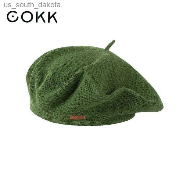 cokk beret women hat summer spring fashion casual breathable cotton yarn knitted painter cap solid color leather label gorros l230523, Blue;gray
cokk beret women hat summer spring fashion casual breathable cotton yarn knitted painter cap solid color leather label gorros l230523, Blue;gray