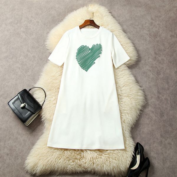 european and american women's clothes 2023 summer new round neck short sleeve peach heart print fashion casual dress, Black;gray
european and american women's clothes 2023 summer new round neck short sleeve peach heart print fashion casual dress, Black;gray