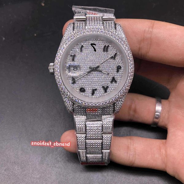 men's iced diamond watch sier stainls steel watch arab index diamond face 2824 automatic mechanical watch, Silver
men's iced diamond watch sier stainls steel watch arab index diamond face 2824 automatic mechanical watch, Silver