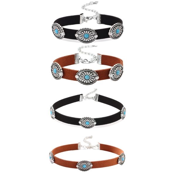 new selling vintage turquoise alloy flower short necklaces trendy party leather choker necklaces for women and girls, Golden;silver
new selling vintage turquoise alloy flower short necklaces trendy party leather choker necklaces for women and girls, Golden;silver