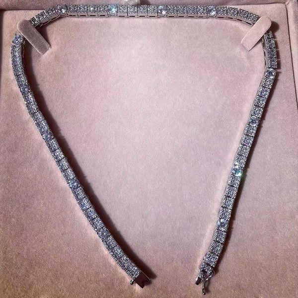 2023 new arrivals square and round zircon mixed single row tennis chain necklace, Silver
2023 new arrivals square and round zircon mixed single row tennis chain necklace, Silver