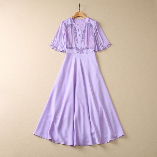 european and american women's clothes 2023 summer new v-neck short-sleeved heavy bead nails fashion pleated purple dress xxl, Black;gray
european and american women's clothes 2023 summer new v-neck short-sleeved heavy bead nails fashion pleated purple dress xxl, Black;gray