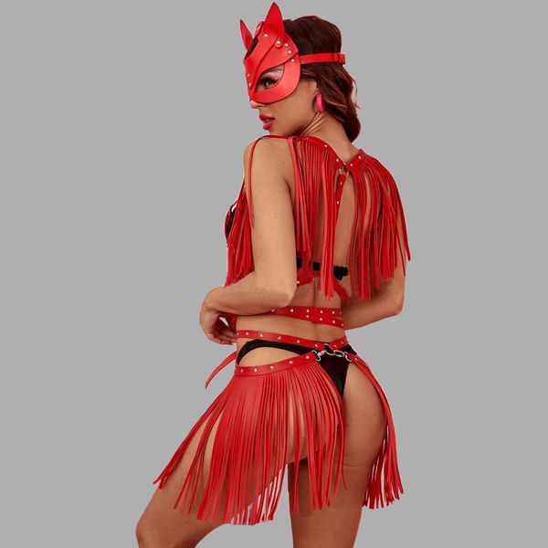 stage wear body lingerie fetish wear women harness belt pu leather tassel skirt punk costume accessories for stage performance, Black;red
stage wear body lingerie fetish wear women harness belt pu leather tassel skirt punk costume accessories for stage performance, Black;red