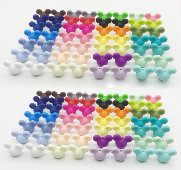 50pcslot 24mm bpa loose silicone mouse beads food grade teething beads for diy silicone cartoon design loose bead8176257
