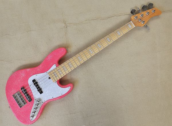 5 strings sparkle pink electric jazz bass guitar with maple fretboard active circuit customizable
5 strings sparkle pink electric jazz bass guitar with maple fretboard active circuit customizable
