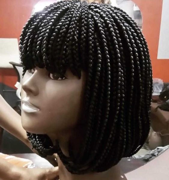 synthetic wigs braid wig female short hair straight bangs box braid rose mesh synthetic fiber headgear, Black
synthetic wigs braid wig female short hair straight bangs box braid rose mesh synthetic fiber headgear, Black
