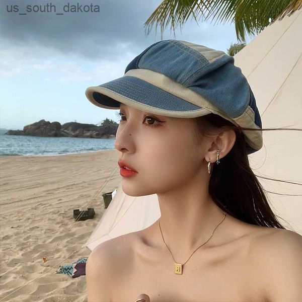 ins korean fashion blue beret hat female spring summer japanese british retro tide contrast stitching denim octagonal hat gorros l230523, Blue;gray
ins korean fashion blue beret hat female spring summer japanese british retro tide contrast stitching denim octagonal hat gorros l230523, Blue;gray