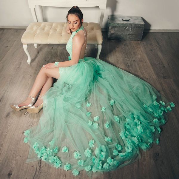 glamorous shiny homecoming dresses with detachable train halter 3d flower sheath short prom gown bowknot waist party dress, Blue;pink
glamorous shiny homecoming dresses with detachable train halter 3d flower sheath short prom gown bowknot waist party dress, Blue;pink