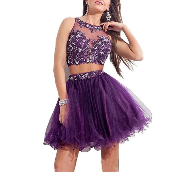 short two piece homecoming dresses illusion tulle mini prom dress lace appliques crystal sequins birthday graduation cocktail party gown, Blue;pink
short two piece homecoming dresses illusion tulle mini prom dress lace appliques crystal sequins birthday graduation cocktail party gown, Blue;pink
