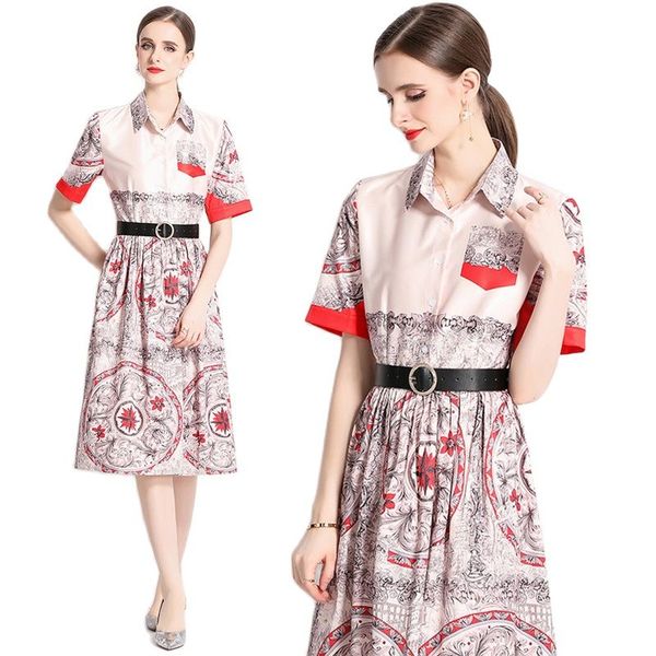 summer short sleeve lapel midi shirt dress 2023 women designer fashion vacation print button front slim belted elegant big swing sundresses, Black;gray
summer short sleeve lapel midi shirt dress 2023 women designer fashion vacation print button front slim belted elegant big swing sundresses, Black;gray