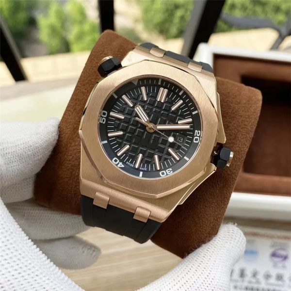 rubber strap men's 42mm watch automatic mechanical mens sapphie glass watches 18k gold waterproof wristwatch, Slivery;brown
rubber strap men's 42mm watch automatic mechanical mens sapphie glass watches 18k gold waterproof wristwatch, Slivery;brown