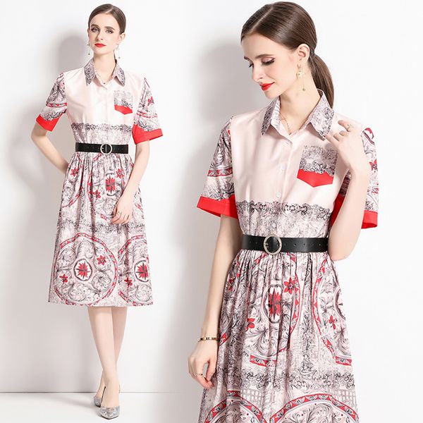 summer graceful print midi shirt dress with belt 2023 womens designer short sleeve lapel slim fit stylish ruched vacation dresses party ball, Black;gray
summer graceful print midi shirt dress with belt 2023 womens designer short sleeve lapel slim fit stylish ruched vacation dresses party ball, Black;gray
