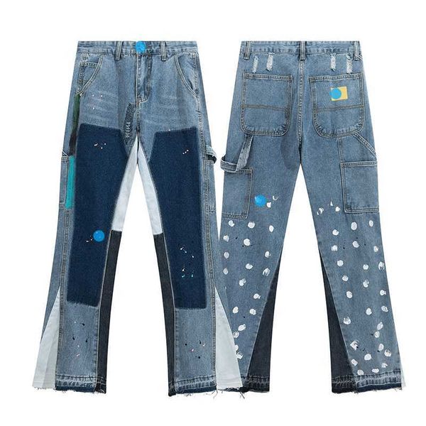 2023 new fashion mens designer splicing jeans ripped denim pants luxury hip hop distressed galleryes men women trousers, Blue
2023 new fashion mens designer splicing jeans ripped denim pants luxury hip hop distressed galleryes men women trousers, Blue