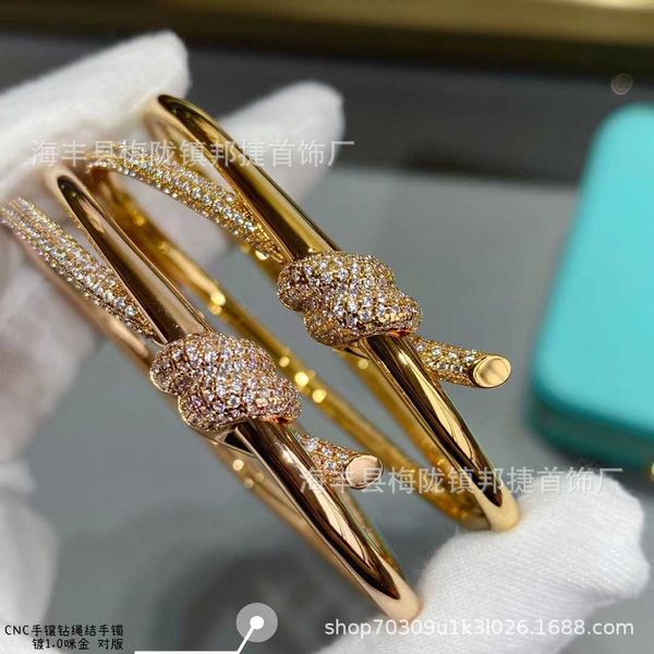 high version tiffay v gold knot bracelet 925 silver 18k rose valley ailing, Black
high version tiffay v gold knot bracelet 925 silver 18k rose valley ailing, Black