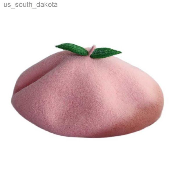 handmade pink peach fruit women girls french beret autumn winter fashion green leaves wool felt cute berets l230523, Blue;gray
handmade pink peach fruit women girls french beret autumn winter fashion green leaves wool felt cute berets l230523, Blue;gray