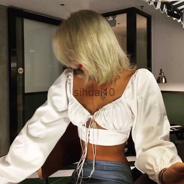 women's blouses shirts women long sleeve cut-out shirts solid bandage bodycon crop women's v-neck puff sleeve clubwear streetwear, White
women's blouses shirts women long sleeve cut-out shirts solid bandage bodycon crop women's v-neck puff sleeve clubwear streetwear, White