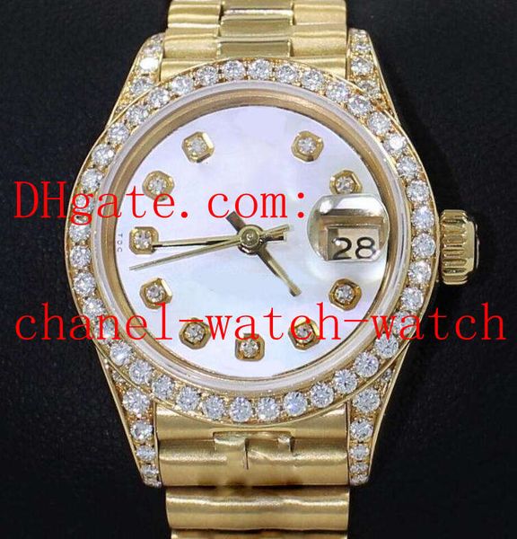 69178 18k yellow gold diamond dial bezel lady mechanical automatic watch 36mm fashion women's wristwatches, Slivery;brown
69178 18k yellow gold diamond dial bezel lady mechanical automatic watch 36mm fashion women's wristwatches, Slivery;brown