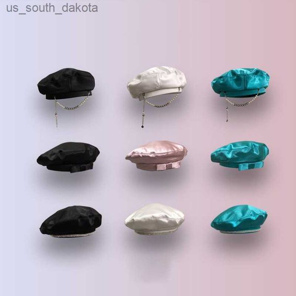korean spring fashion western-style silk pearl chain beret net red bow rhinestone satin beret female autumn and winter l230523, Blue;gray
korean spring fashion western-style silk pearl chain beret net red bow rhinestone satin beret female autumn and winter l230523, Blue;gray