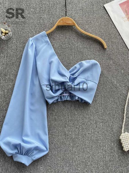women's blouses shirts singreiny skew collar blouse elastic waist ruched long sleeve slim beach women korean style solid short blouses, White
women's blouses shirts singreiny skew collar blouse elastic waist ruched long sleeve slim beach women korean style solid short blouses, White