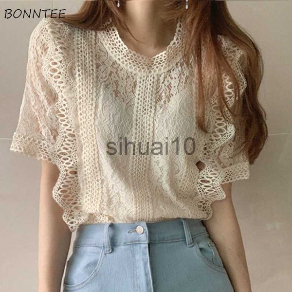women's blouses shirts cropped shirts women short sleeve o-neck casual lace hollow out elegant fashion retro all-match slim summer chic, White
women's blouses shirts cropped shirts women short sleeve o-neck casual lace hollow out elegant fashion retro all-match slim summer chic, White