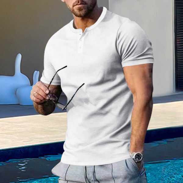 2023 new style summer men's short sleeved henley shirt round neck men's slim sports casual half t-shirt, White;black
2023 new style summer men's short sleeved henley shirt round neck men's slim sports casual half t-shirt, White;black