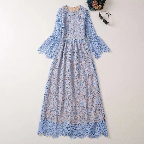 european and american women's clothes 2023 summer new flared long sleeve studded beaded crewneck fashion blue lace pleated dress, Black;gray
european and american women's clothes 2023 summer new flared long sleeve studded beaded crewneck fashion blue lace pleated dress, Black;gray