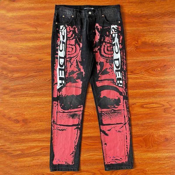 american hip-hop denim pants mens jeans sp5der designer jeans mens vintage style spray painter sweatpants loose west coast style pants, Blue
american hip-hop denim pants mens jeans sp5der designer jeans mens vintage style spray painter sweatpants loose west coast style pants, Blue