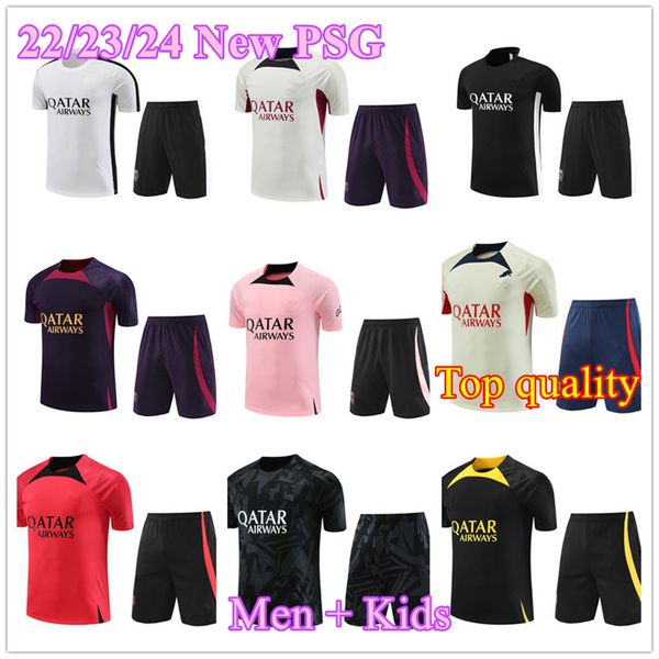 Image of 2023 pre-match training suit PSGs tracksuit 22/23/24 PARIS Sportswear Men and kids Short sleeved suit soccer Jersey kit uniform chandal adult sweatshirt Sweater sets