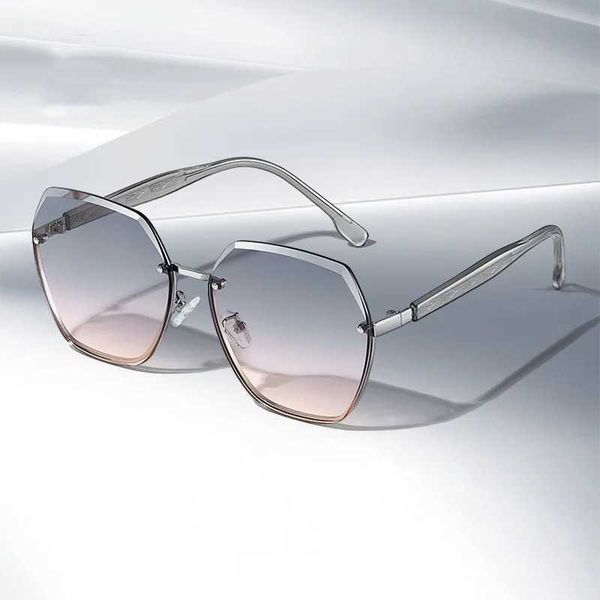 light luxury gray pink for women large frame sunglasses gradient frameless fashion with makeup and beauty glasses, White;black
light luxury gray pink for women large frame sunglasses gradient frameless fashion with makeup and beauty glasses, White;black