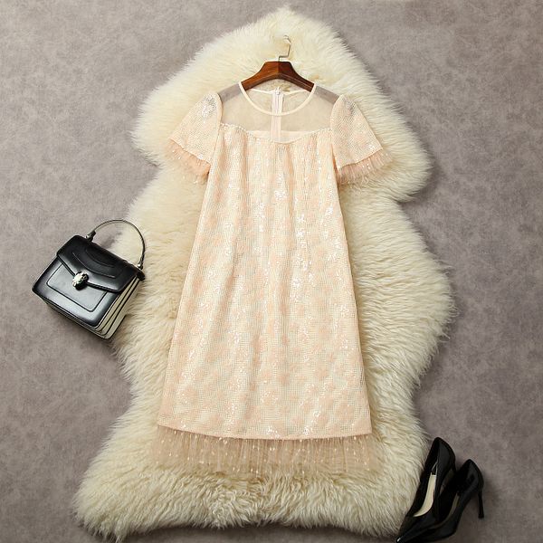 european and american women's clothes 2023 summer new round neck short-sleeved heavy sequin beading fashion dress, Black;gray
european and american women's clothes 2023 summer new round neck short-sleeved heavy sequin beading fashion dress, Black;gray