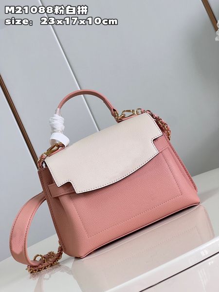 2023 women's level original order, pink and white mini handbag made of grain cowhide leather, with shoulder and crossbody, and handle f
2023 women's level original order, pink and white mini handbag made of grain cowhide leather, with shoulder and crossbody, and handle f