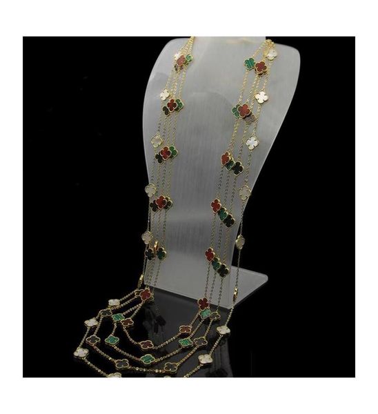 chokers 20 flowers 105cm natural black white red green shell long choker fashion classic fourleaf clover necklace designer women j5944354, Golden;silver
chokers 20 flowers 105cm natural black white red green shell long choker fashion classic fourleaf clover necklace designer women j5944354, Golden;silver