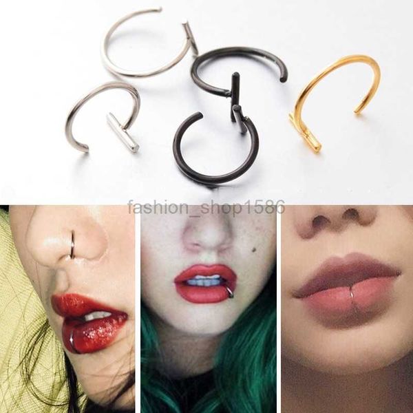 1 pc fashion punk style fake lip piercing nose ring body accessories for women men, Silver
1 pc fashion punk style fake lip piercing nose ring body accessories for women men, Silver