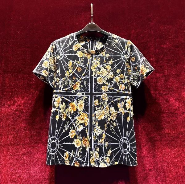 european and american women's clothes 2023 summer new round neck short sleeve vintage floral print nail bead fashion t-shirt, White
european and american women's clothes 2023 summer new round neck short sleeve vintage floral print nail bead fashion t-shirt, White