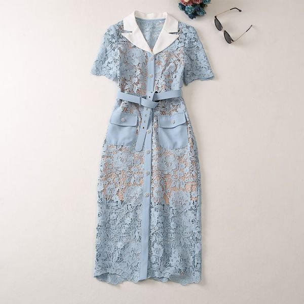 european and american women's clothes 2023 spring new short sleeve suit collar single breasted blue lace fashion belt dress xxl, Black;gray
european and american women's clothes 2023 spring new short sleeve suit collar single breasted blue lace fashion belt dress xxl, Black;gray