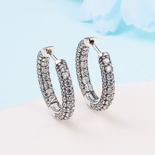925 sterling silver timeless pave single-row hoop earrings fits european pandora style jewelry fashion earrings, Golden;silver
925 sterling silver timeless pave single-row hoop earrings fits european pandora style jewelry fashion earrings, Golden;silver